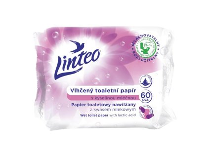 Vlhčený toaletný papier LINTEO s kyselinou mliečnou, 60 ks