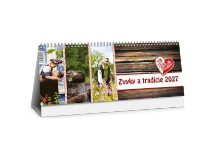Stolový kalendár riadkový 30 x 12 cm - Zvyky a tradície 2027