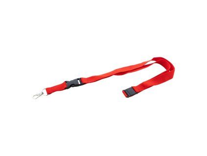 Šnúrka na krk s odnímateľnou karabínou a skobou 20x560 mm červená