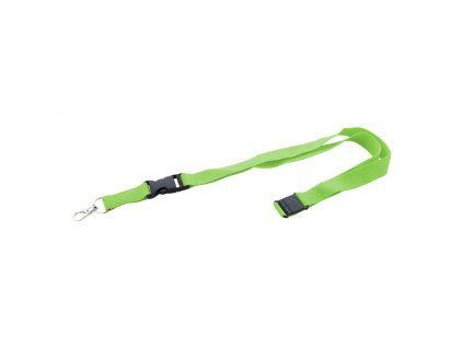 Šnúrka na krk s odnímateľnou karabínou a skobou 20x560 mm zelená