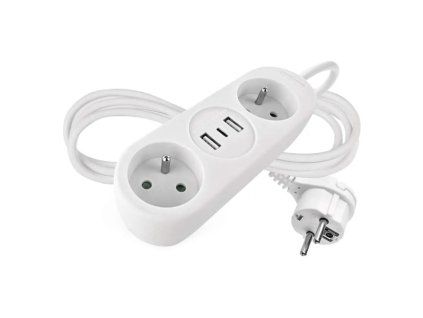 Predlžovací kábel 2 zásuvky+2×USB-A+1×USB-C 1,4 m