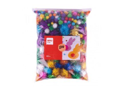 Pom-pom rôznych trblietavých farieb - MAXI formát