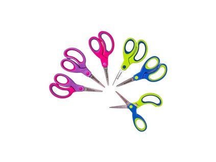 Detské nožnice DONAU Soft Grip ostrá čepeľ, 13 cm, mix farieb, displej 30 ks