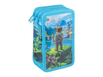 Peračník GIMBOO 3-zipsový plný, Stavebné kocky, modrý