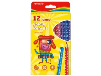Farbičky KEYROAD Jumbo, trojhranné, 12 ks, mix farieb