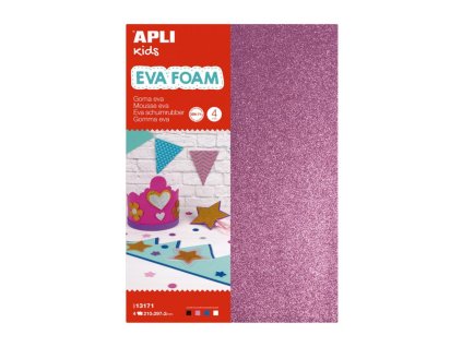 Pena EVA A4 Biele, čierne, červené a modré trblietky, 4 listy