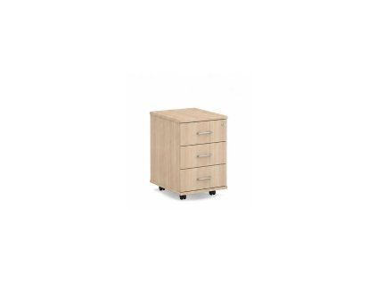 Mobilný kontajner BASIC, 3-zásuvkový so zámkom, 41x61x50cm, agát svetlý