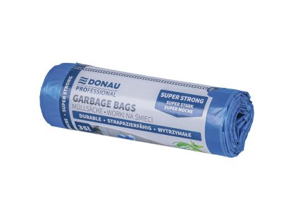 Vrecia zaťahovacie DONAU PROFESSIONAL, extra silné, 35 ℓ, 27mic, 15 ks, modré