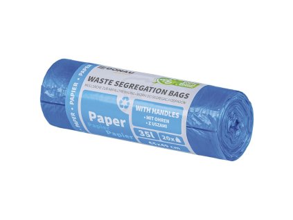 Vrecia zaväzovacie na triedený odpad, DONAU-HOME, na papier, 35 ℓ, 14mic, 20 ks, modré