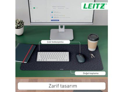 Podložka na stôl Leitz recyklovaná koža 36×70cm tmavosivá