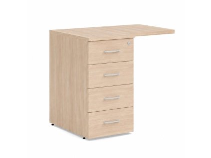 Prístavný kontajner BASIC, 4-zásuvkový so zámkom, 80x76x60cm, agát svetlý