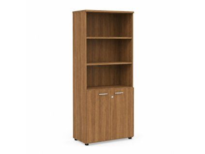 Policová skriňa BASIC, kombinovaná, so zámkom, 80x40x182,1cm, orech Dijon