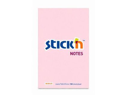 Samolepiaci bloček Stick’n Hopax 150x101 mm, 100 lístkov, pastelovo ružový