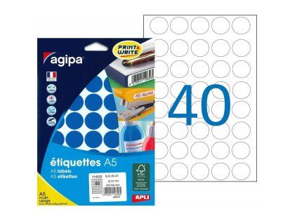 Etikety kruhové 24mm Agipa A5 modré