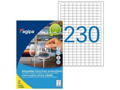 Etikety univerzálne odnímateľné 18x12mm Agipa A4 25 hárkov