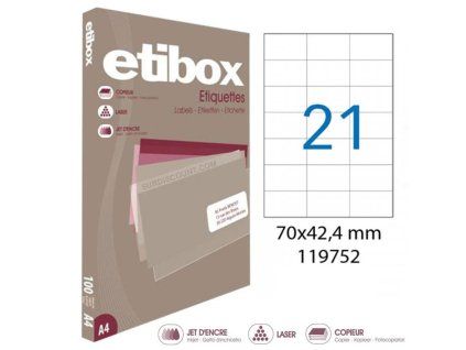 Etikety univerzálne 70x42,4mm Etibox A4 100 hárkov