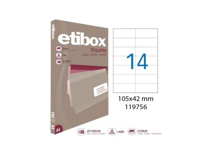 Etikety univerzálne 105x42,4mm Etibox A4 100 hárkov