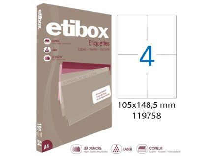 Etikety univerzálne 105x148,5mm Etibox A4 100 hárkov