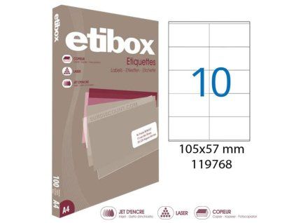 Etikety univerzálne 105x57mm Etibox A4 100 hárkov