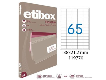 Etikety univerzálne 38x21,2mm Etibox A4 100 hárkov