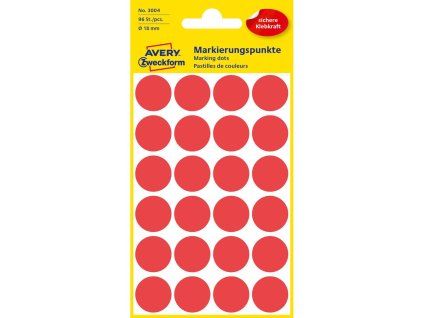 Etikety kruhové 18mm Avery červené