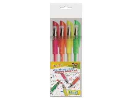 Gélové perá Gimboo 0,5 mm fluorescenčné farby, 4 ks