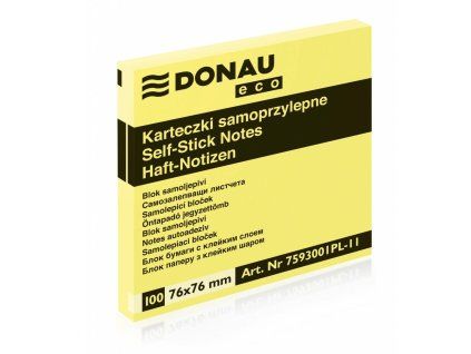Samolepiaci bloček Donau Eco žltý 76x76mm