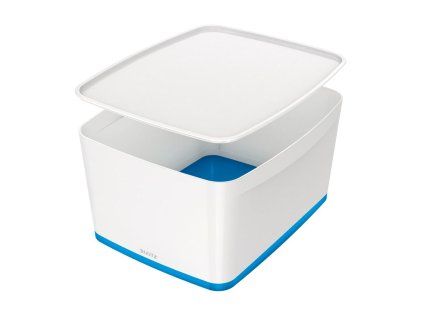 Úložný box s vekom Leitz MyBox, veľkosť L biela/modrá