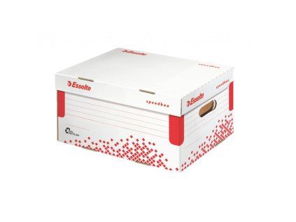 Archívna krabica Esselte Speedbox A4 so sklápacím vekom biela/červená 355×193×252 mm