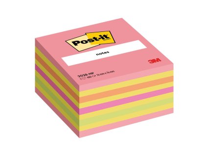 Samolepiaci bloček Post-it, 76 x 76 mm, neónová ružová, mix farieb