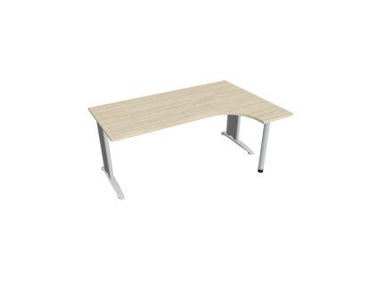 Pracovný stôl Flex, ergo, ľavý, 180x75,5x120 (80x40) cm, agát/kov