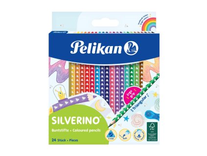 Farbičky Pelikan Silverino trojhranné tenké, sada 24 ks