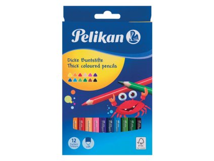 Farbičky Pelikan trojhranné hrubé 12 ks