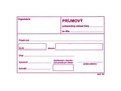 Príjmový pokladničný doklad bez DPH, A6, 100 listov