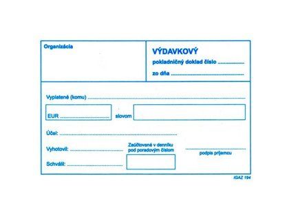 Výdavkový pokladničný doklad bez DPH, A6