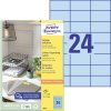 Etikety farebné 70x37mm Avery A4 100 hárkov modré