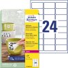 Etikety polyesterové veľmi odolné 63,5x33,9mm Avery A4 biele odnímateľné 20 hárkov